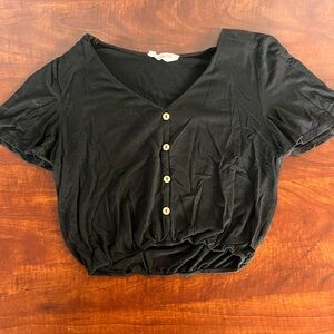 Black Button-Up Women's Top